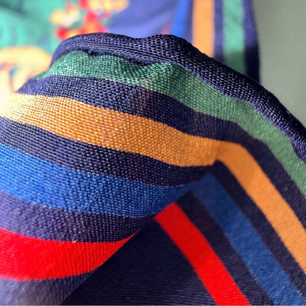Vtg Christian Dior Hand Rolled Silk Scarf Jungle Animal Navy France Made 29.5”
